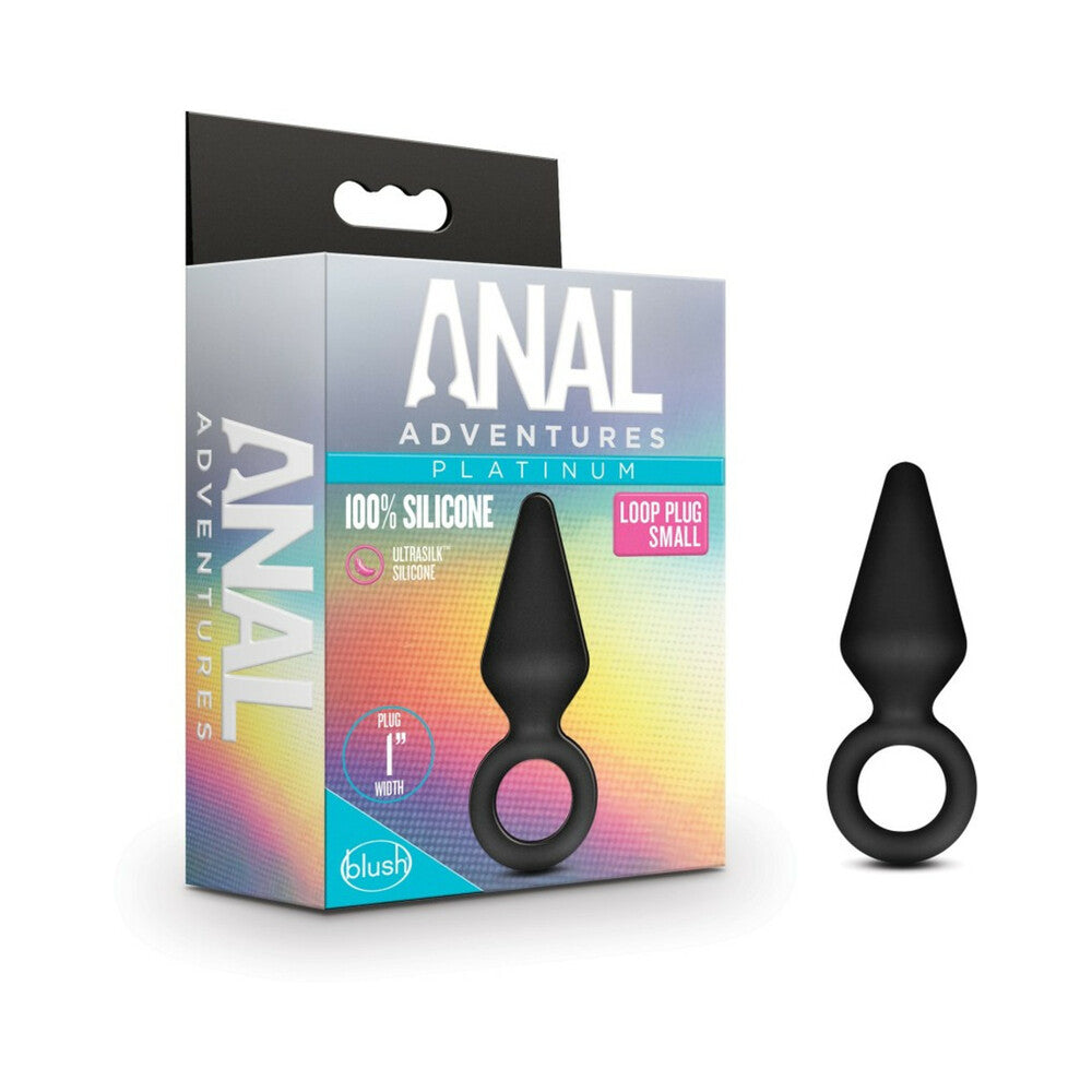 ANAL ADVENTURES PLATINUM SILICONE LOOP PLUG SMALL BLACK