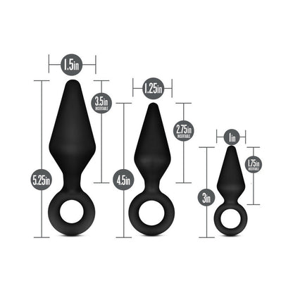 BLUSH - ANAL ADVENTURES PLATINUM SILICONE 3-PIECE LOOP PLUG KIT BLACK