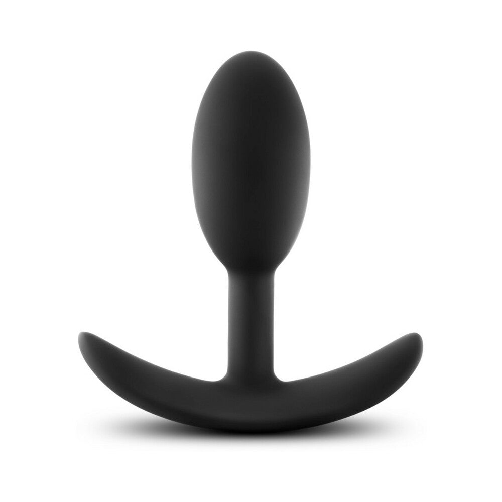 ANAL ADVENTURES PLATINUM SILICONE WEIGHTED VIBRA SLIM PLUG SMALL BLACK
