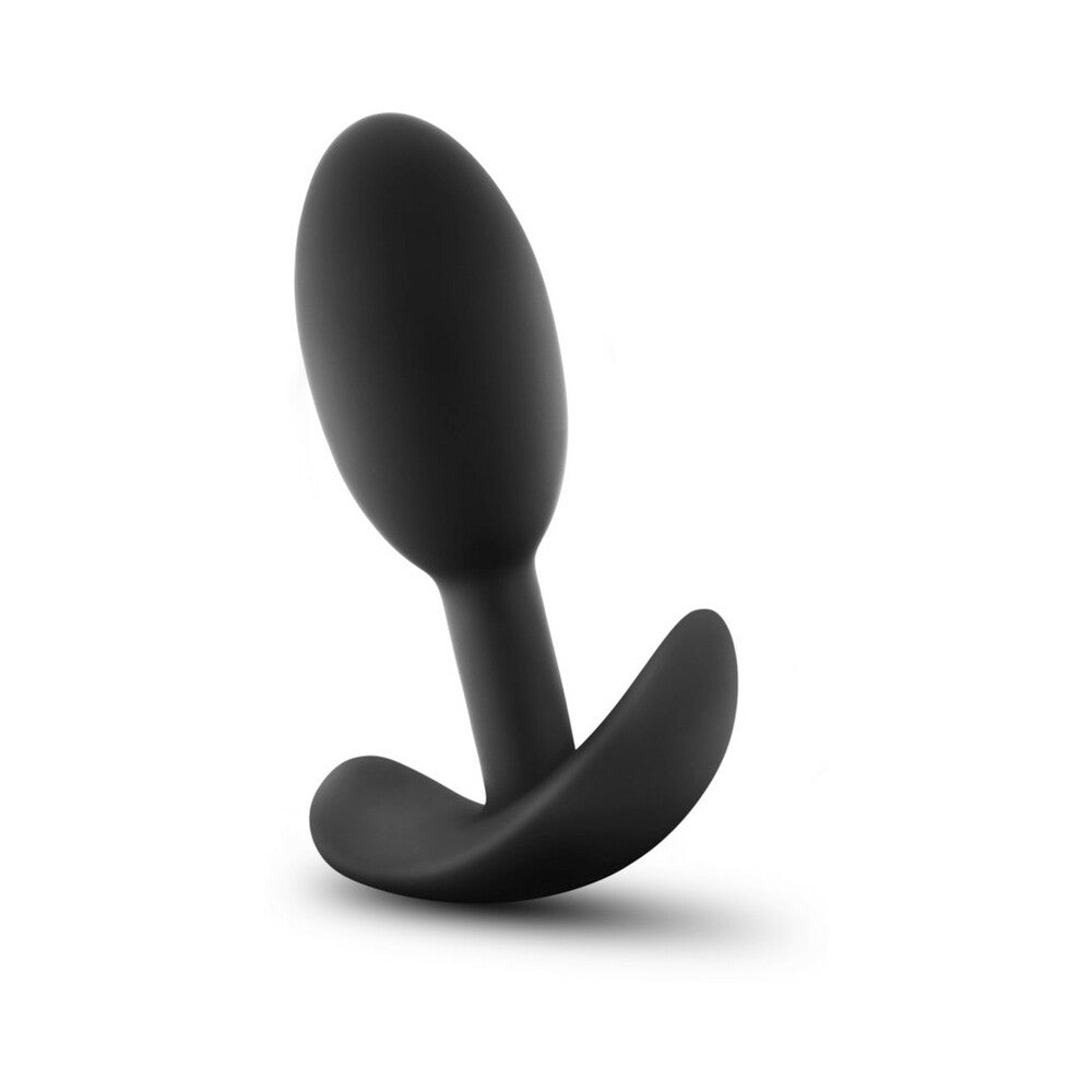 ANAL ADVENTURES PLATINUM SILICONE WEIGHTED VIBRA SLIM PLUG SMALL BLACK