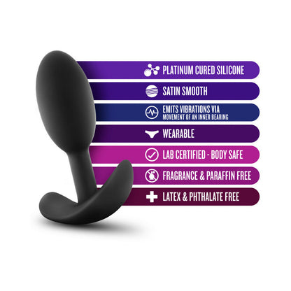 BLUSH - ANAL ADVENTURES PLATINUM SILICONE WEIGHTED VIBRA SLIM PLUG SMALL BLACK
