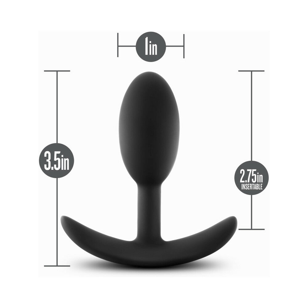 ANAL ADVENTURES PLATINUM SILICONE WEIGHTED VIBRA SLIM PLUG SMALL BLACK