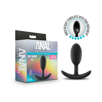 BLUSH - ANAL ADVENTURES PLATINUM SILICONE WEIGHTED VIBRA PLUG DELGADO MEDIANO NEGRO