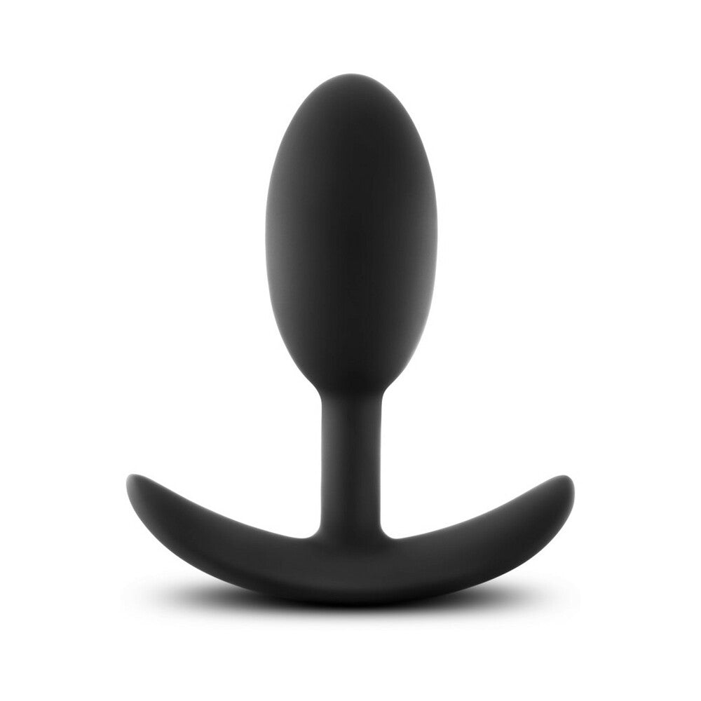 ANAL ADVENTURES PLATINUM SILICONE WEIGHTED VIBRA SLIM PLUG MEDIUM BLACK