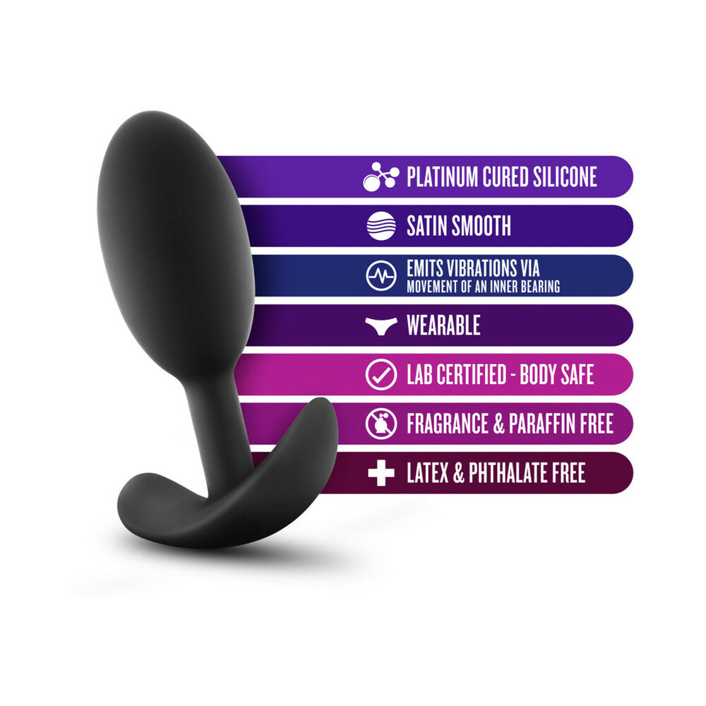 ANAL ADVENTURES PLATINUM SILICONE WEIGHTED VIBRA SLIM PLUG MEDIUM BLACK