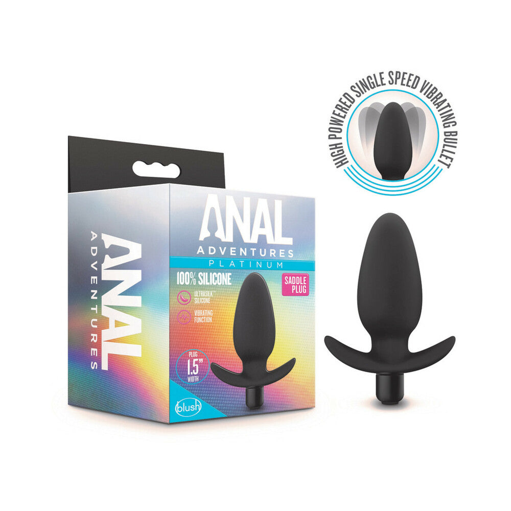 BLUSH - ANAL ADVENTURES PLATINUM SILICONE VIBRATING SADDLE PLUG BLACK
