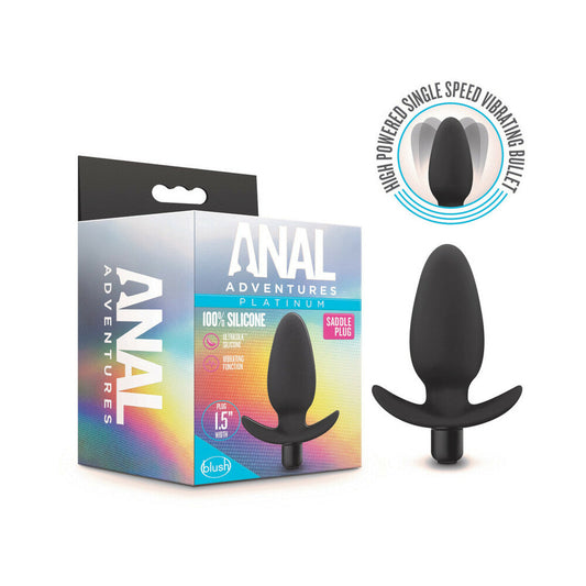 BLUSH - ANAL ADVENTURES PLATINUM SILICONE VIBRATING SADDLE PLUG BLACK