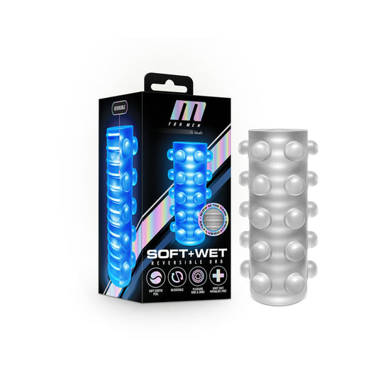BLUSH - M FOR MEN SOFT + WET REVERSIBLE ORB GLOW IN THE DARK SELF-LUBRICATING STROKER FROSTED