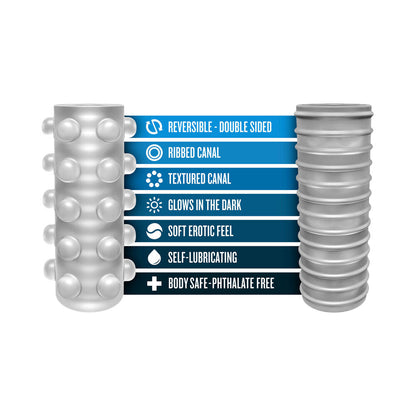 M FOR MEN SOFT + WET REVERSIBLE ORB GLOW IN THE DARK SELF-LUBRICATING STROKER FROSTED