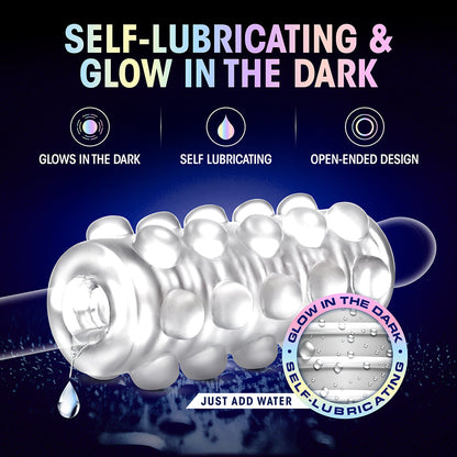 M FOR MEN SOFT + WET REVERSIBLE ORB GLOW IN THE DARK SELF-LUBRICATING STROKER FROSTED