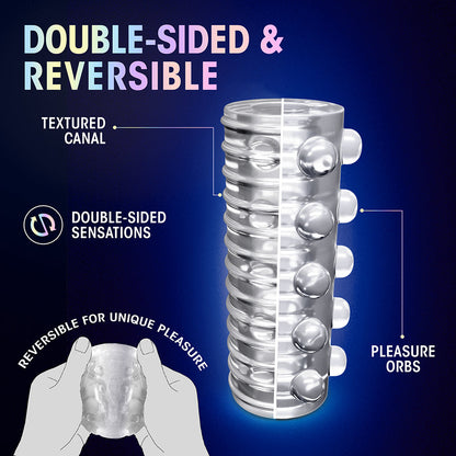 M FOR MEN SOFT + WET REVERSIBLE ORB GLOW IN THE DARK SELF-LUBRICATING STROKER FROSTED