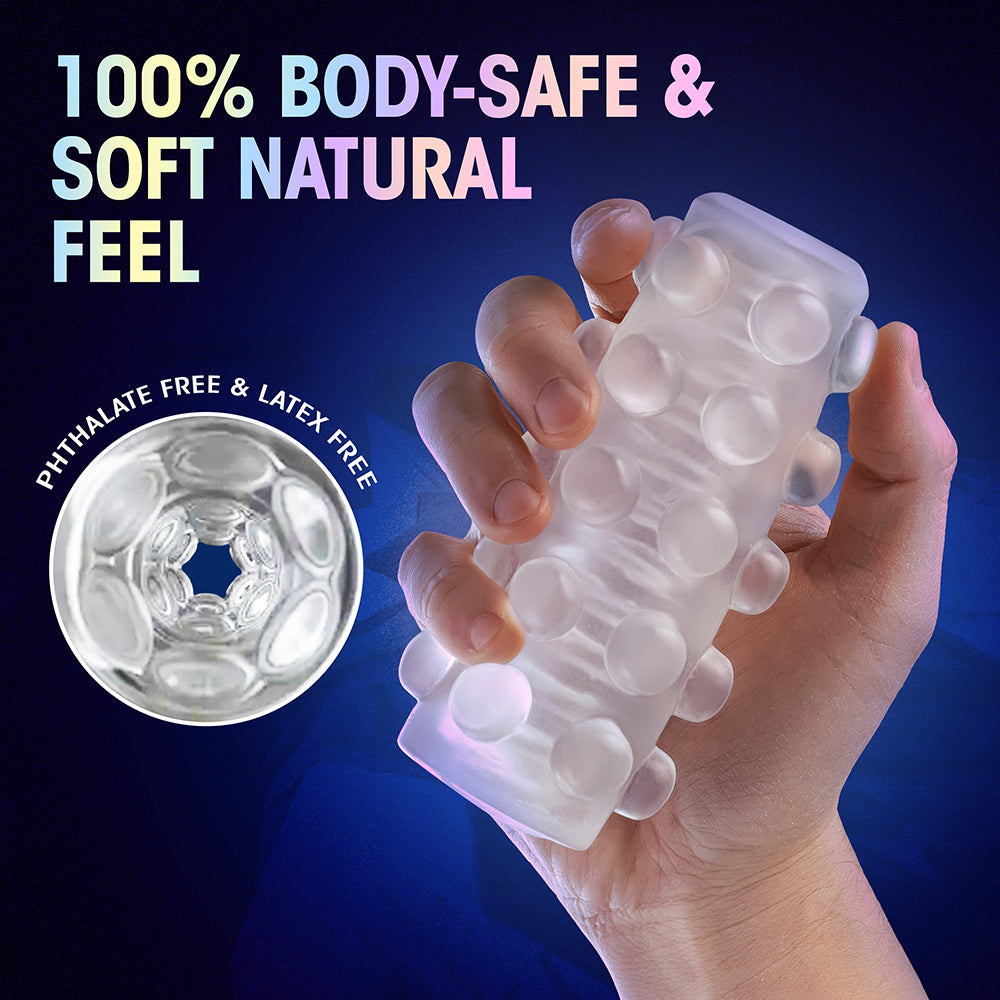 M FOR MEN SOFT + WET REVERSIBLE ORB GLOW IN THE DARK SELF-LUBRICATING STROKER FROSTED