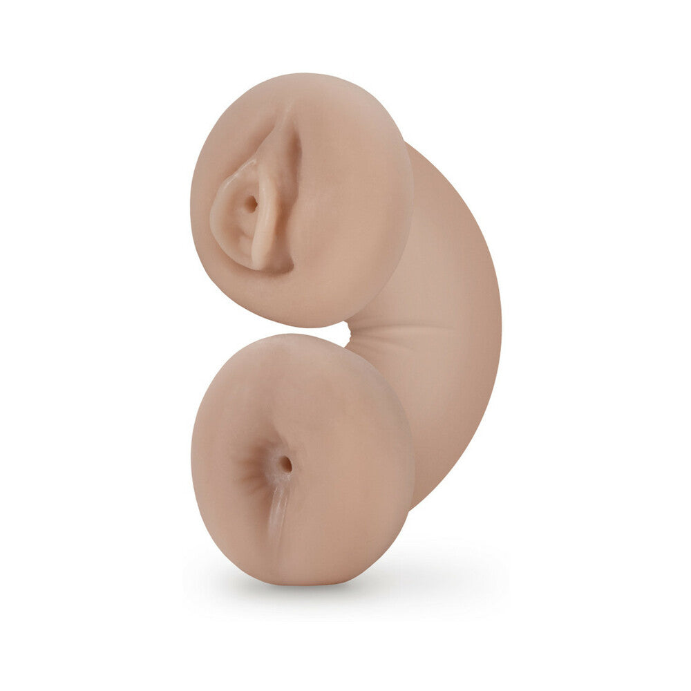 M FOR MEN SOFT + WET DOUBLE TROUBLE GLOW IN THE DARK SELF-LUBRICATING STROKER BEIGE