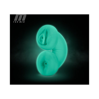 M FOR MEN SOFT + WET DOUBLE TROUBLE GLOW IN THE DARK SELF-LUBRICATING STROKER BEIGE