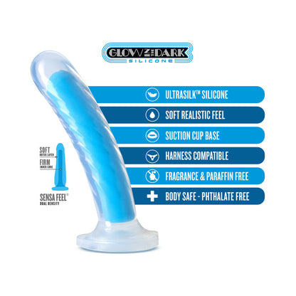 BLUSH - NEO ELITE GLOW IN THE DARK TAO 7 IN. DUAL-DENSITY DILDO NEON BLUE