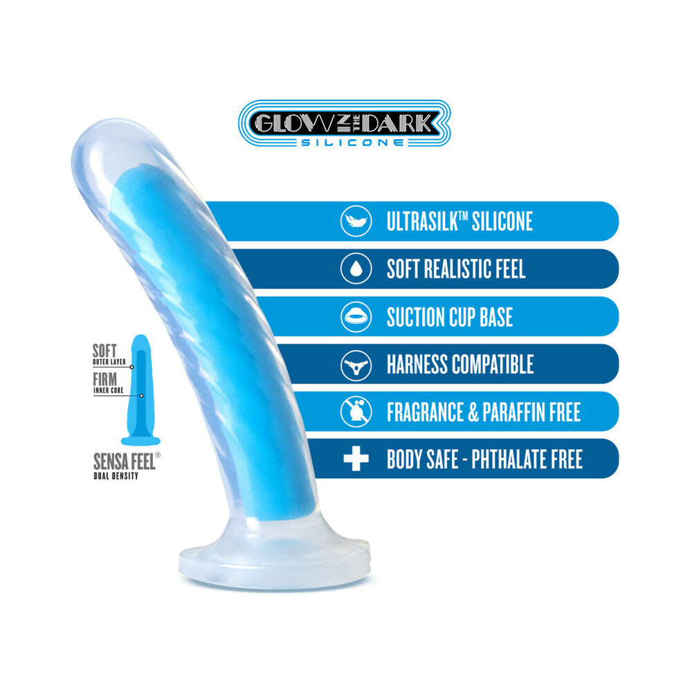 BLUSH - NEO ELITE GLOW IN THE DARK TAO 7 IN. DUAL-DENSITY DILDO NEON BLUE