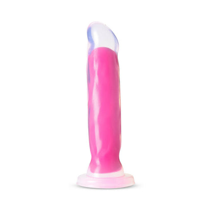 BLUSH - NEO ELITE GLOW IN THE DARK MARQUEE 8 IN. SILICONE DUAL-DENSITY DILDO NEON PINK