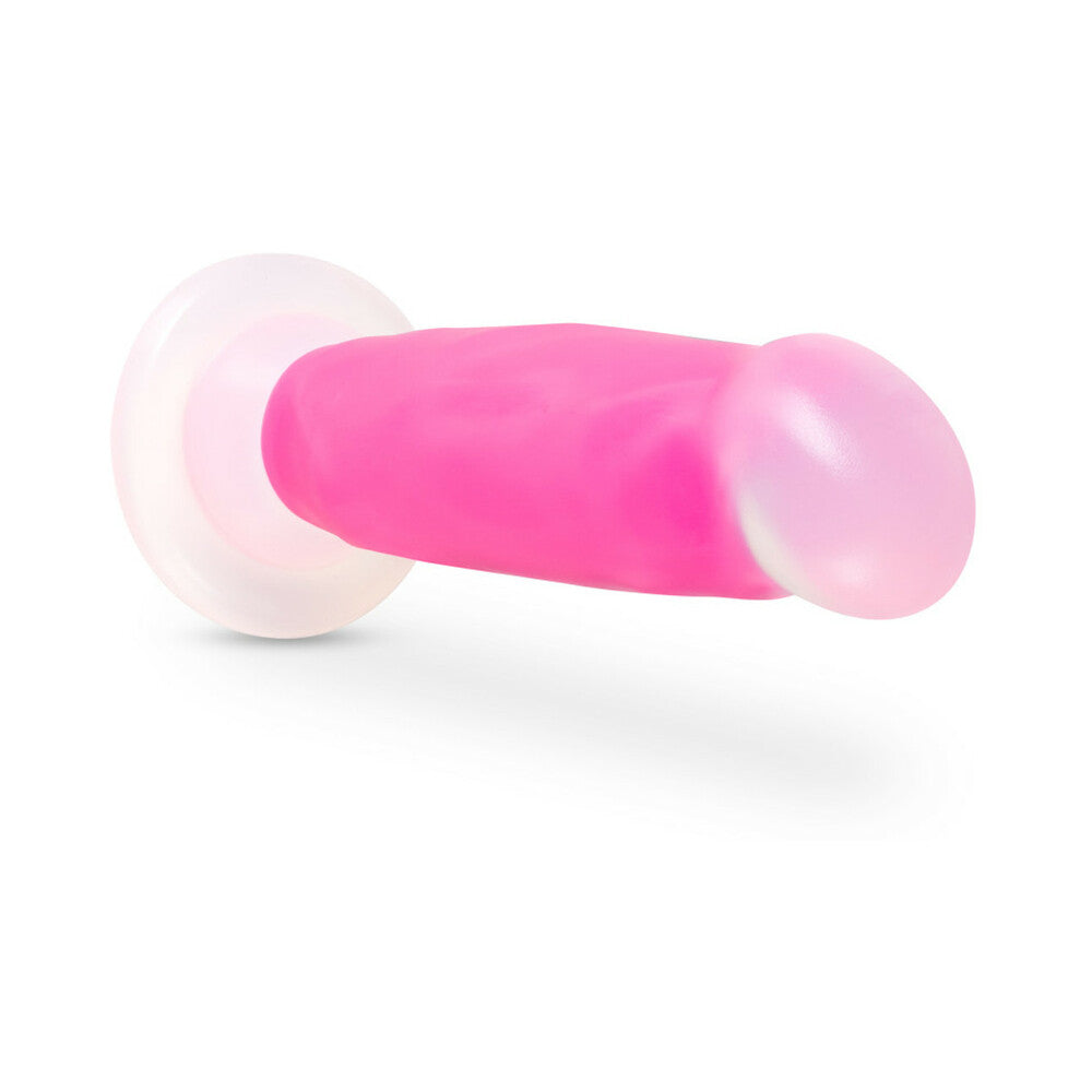 BLUSH - NEO ELITE GLOW IN THE DARK MARQUEE 8 IN. SILICONE DUAL-DENSITY DILDO NEON PINK