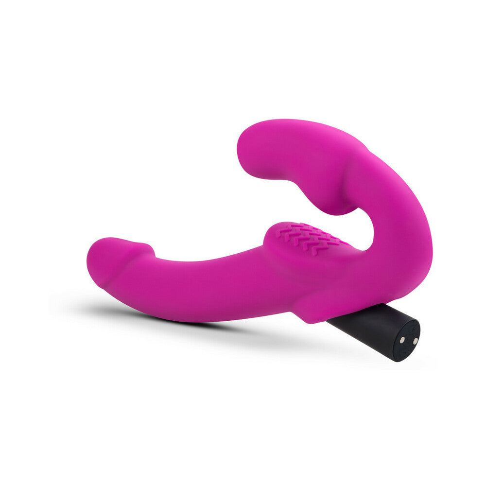 BLUSH - TEMPTASIA ESTELLA 9.5 IN. SILICONE STRAPLESS STRAP-ON DILDO WITH BULLET VIBRATOR PINK