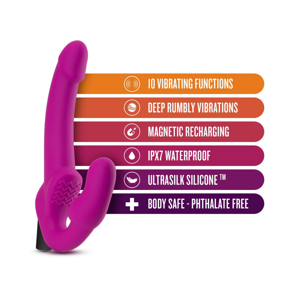 BLUSH - TEMPTASIA ESTELLA 9.5 IN. SILICONE STRAPLESS STRAP-ON DILDO WITH BULLET VIBRATOR PINK