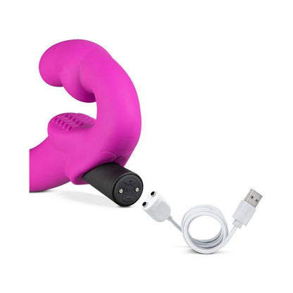 BLUSH - TEMPTASIA ESTELLA 9.5 IN. SILICONE STRAPLESS STRAP-ON DILDO WITH BULLET VIBRATOR PINK