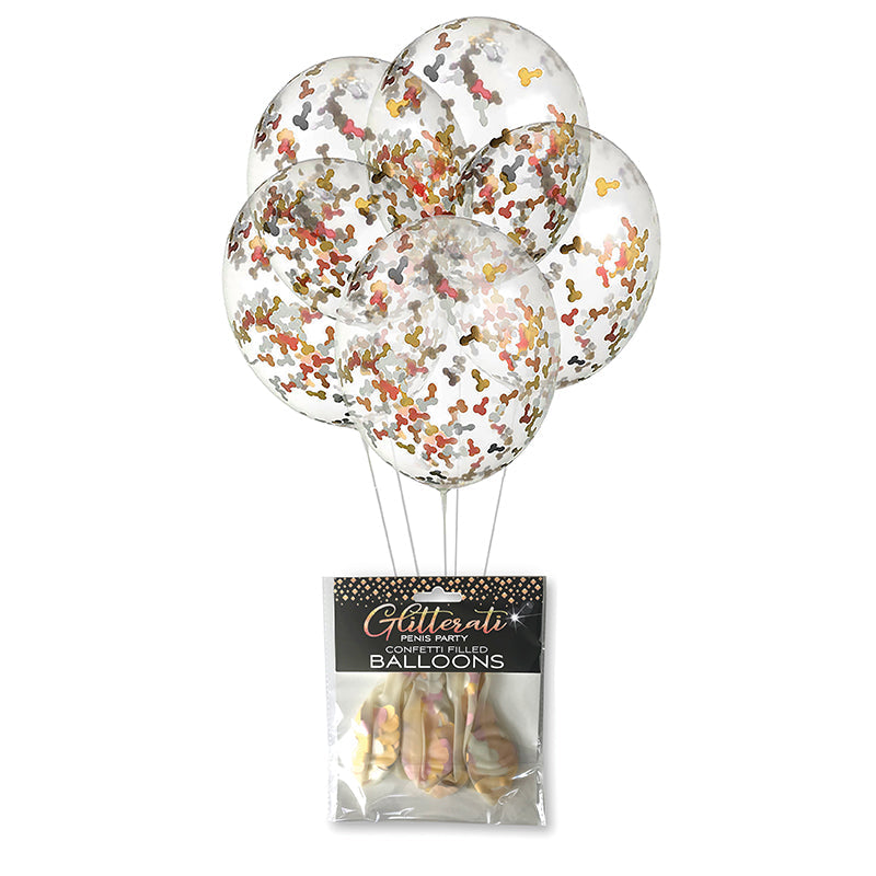 LITTLE GENIE - GLITTERATI PENIS PARTY CONFETTI FILLED BALLOONS 5-PACK