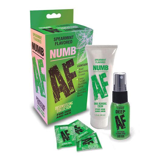 NUMB AF SPEARMINT FLAVORED DENSITIZING COLLECTION CREAM, SPRAY & MINTS
