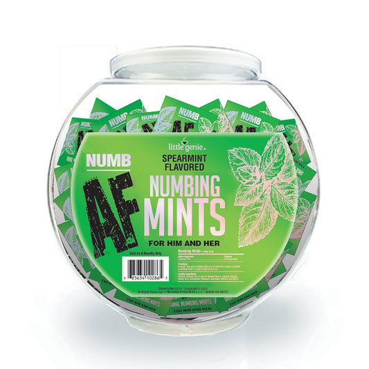 LITTLE GENIE - NUMB AF SPEARMINT FLAVORED NUMBING MINTS 100-PIECE FISHBOWL DISPLAY