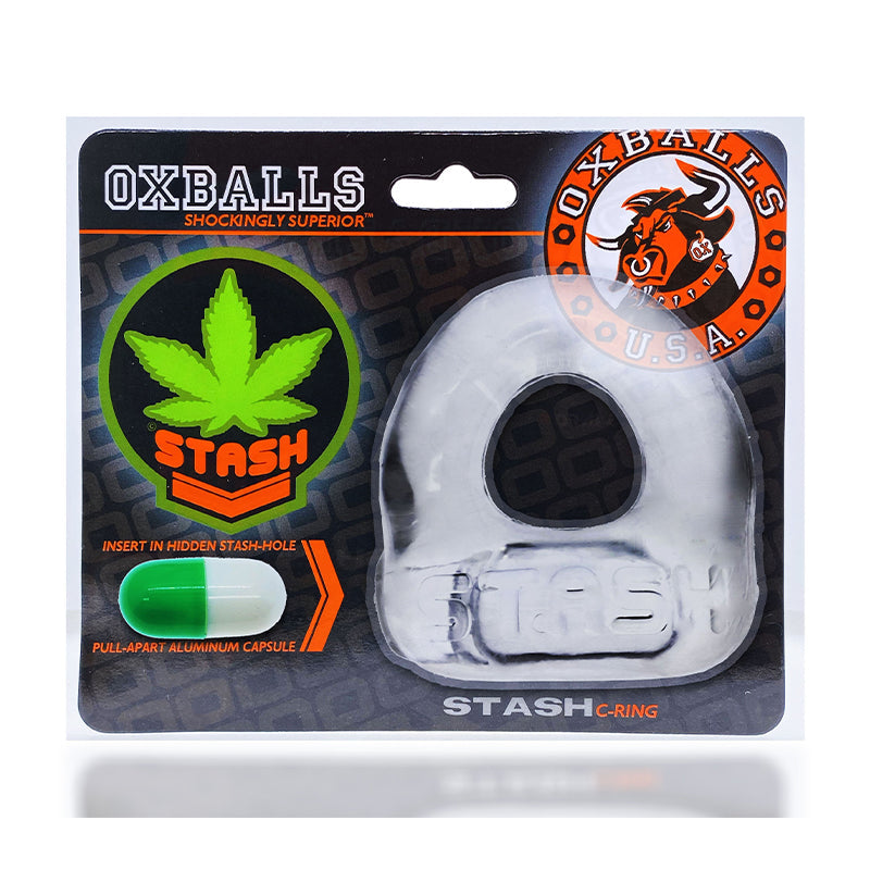 OXBALLS - STASH COCKRING WITH ALUMINUM CAPSULE INSERT CLEAR