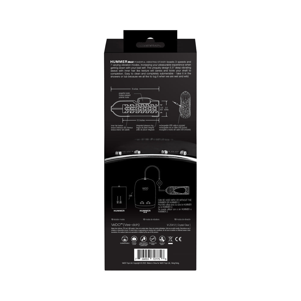 VEDO HUMMER 2.0 RECHARGEABLE VIBRATING SLEEVE BLACK PEARL