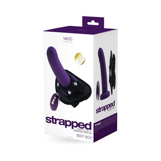 VEDO - STRAPPED RECHARGEABLE VIBRATING STRAP-ON DEEP PURPLE