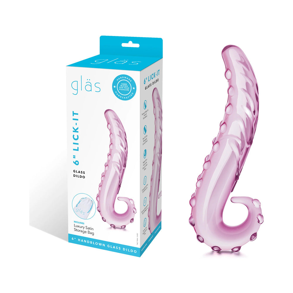 GLAS 6 IN. LICK-IT GLASS DILDO PINK