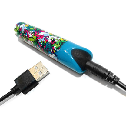 GLOBAL NOVELTIES - PRINTS CHARMING BUZZED RECHARGEABLE 3.5" BULLET - STONER CHICK - BLUE