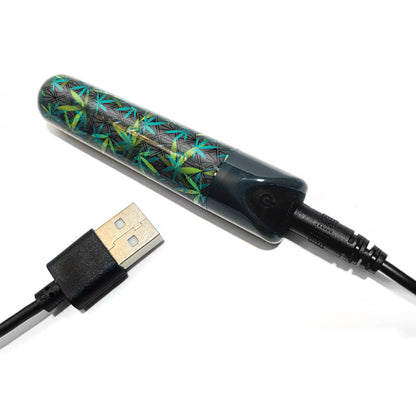 GLOBAL NOVELTIES - PRINTS CHARMING BUZZED RECHARGEABLE 3.5" BULLET - CANNA QUEEN - BLACK