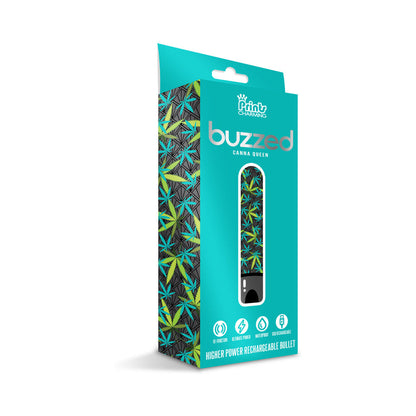 GLOBAL NOVELTIES - PRINTS CHARMING BUZZED RECHARGEABLE 3.5" BULLET - CANNA QUEEN - BLACK