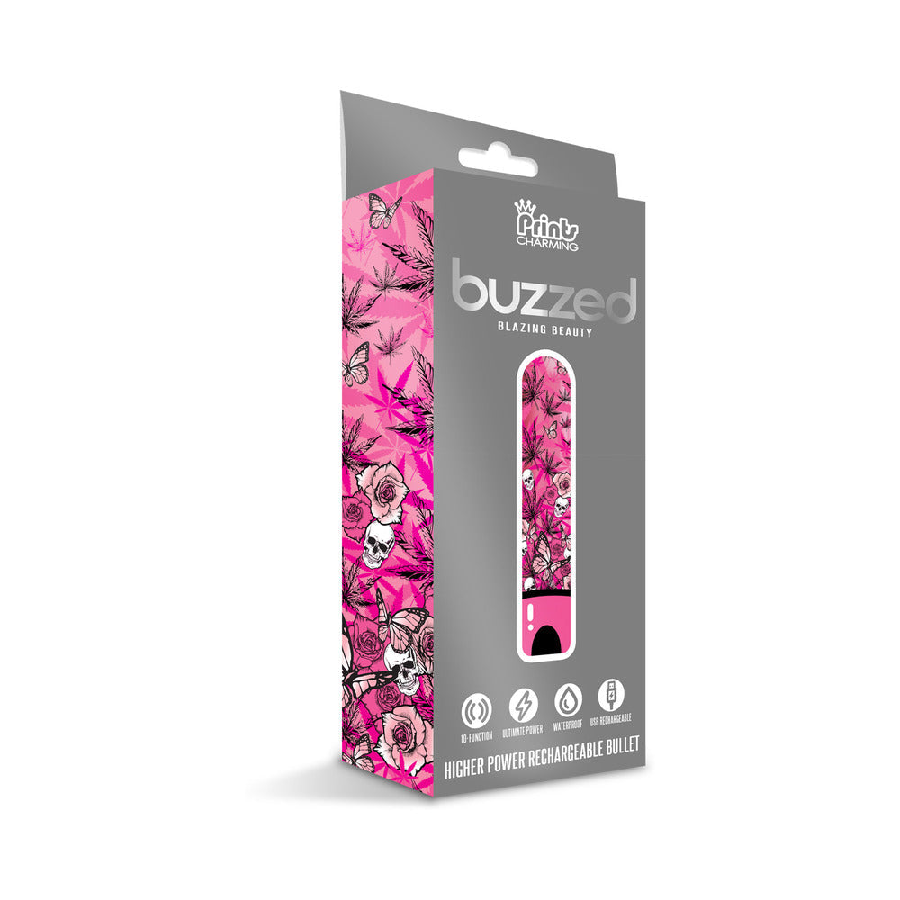 GLOBAL NOVELTIES - PRINTS CHARMING BUZZED RECHARGEABLE BULLET - BLAZING BEAUTY - PINK