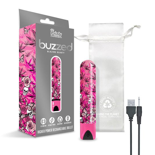 PRINTS CHARMING BUZZED RECHARGEABLE BULLET - BLAZING BEAUTY - PINK