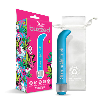 GLOBAL NOVELTIES - PRINTS CHARMING BUZZED 7" G-SPOT VIBE - STONER CHICK - BLUE