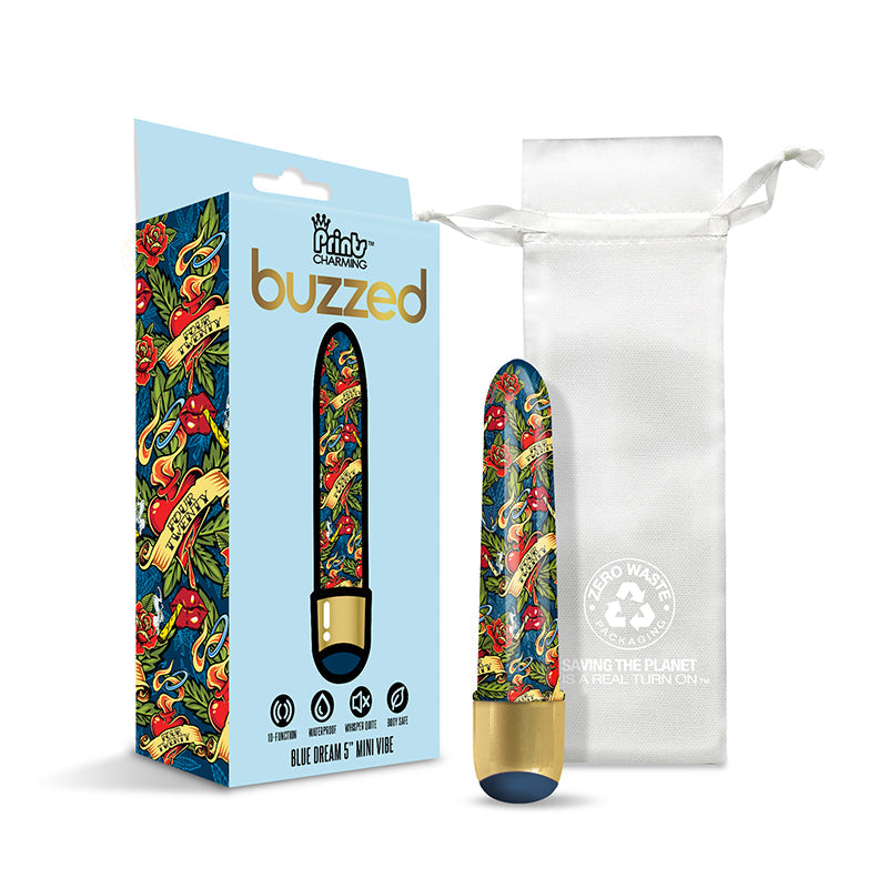 GLOBAL NOVELTIES - PRINTS CHARMING BUZZED 5" MINI VIBE - BLUE DREAM