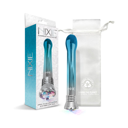 GLOBAL NOVELTIES - NIXIE WATERPROOF 10-FUNCTION BULB VIBE - BLUE OMBRE GLOW