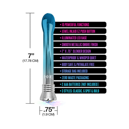 GLOBAL NOVELTIES - NIXIE WATERPROOF 10-FUNCTION BULB VIBE - BLUE OMBRE GLOW