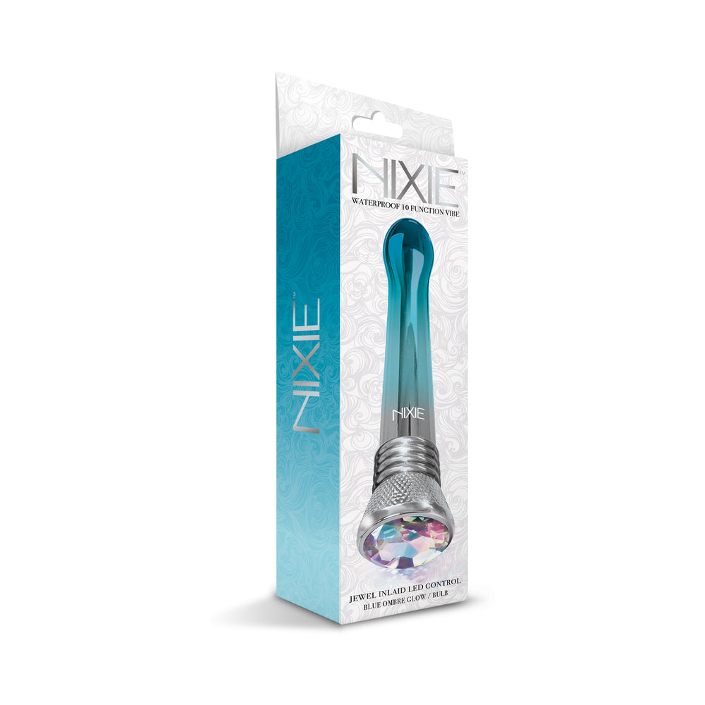 GLOBAL NOVELTIES - NIXIE WATERPROOF 10-FUNCTION BULB VIBE - BLUE OMBRE GLOW