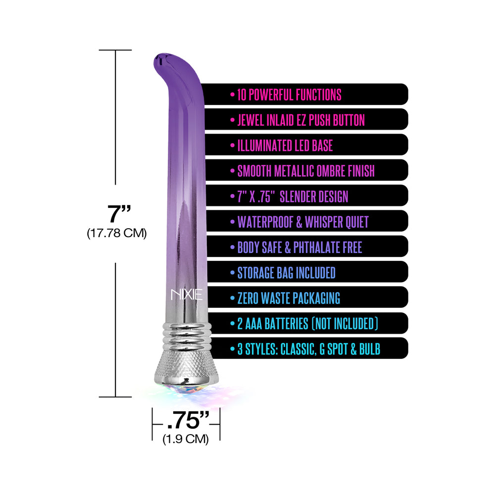 GLOBAL NOVELTIES - NIXIE WATERPROOF 10-FUNCTION G-SPOT VIBE - PURPLE OMBRE GLOW