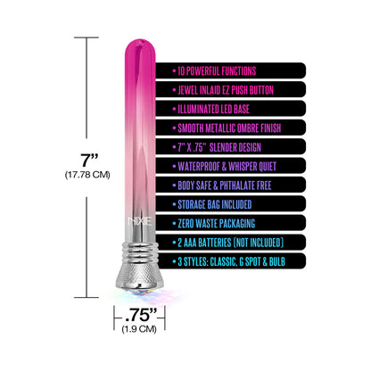 GLOBAL NOVELTIES - NIXIE 10-FUNCTION WATERPROOF CLASSIC VIBE - PINK OMBRE GLOW