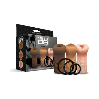 GLOBAL NOVELTIES - HAPPY ENDING MSTR B8 SIX PACK: ASS, MOUTH, PUSSY STROKER WITH 3 RINGS