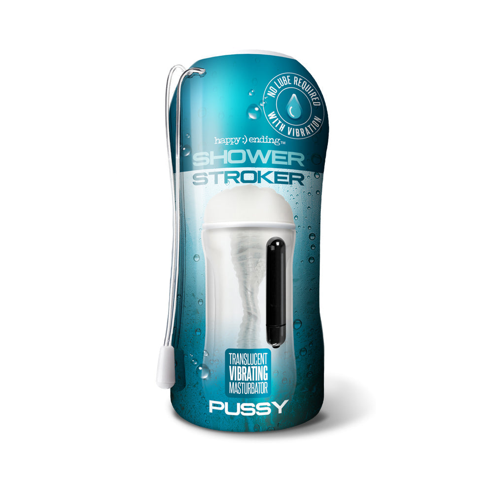 GLOBAL NOVELTIES - HAPPY ENDING SELF-LUBRICATING, VIBRATING SHOWER STROKER - PUSSY