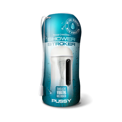 GLOBAL NOVELTIES - HAPPY ENDING SELF-LUBRICATING, VIBRATING SHOWER STROKER - PUSSY