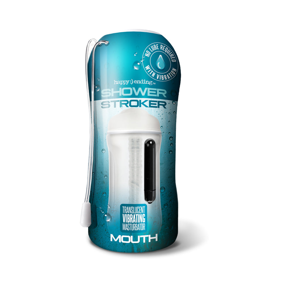 GLOBAL NOVELTIES - HAPPY ENDING VIBRATING, SELF-LUBRICATING SHOWER STROKER - MOUTH