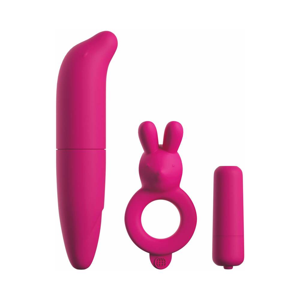 CLASSIX 3-PIECE COUPLES VIBRATING STARTER KIT PINK