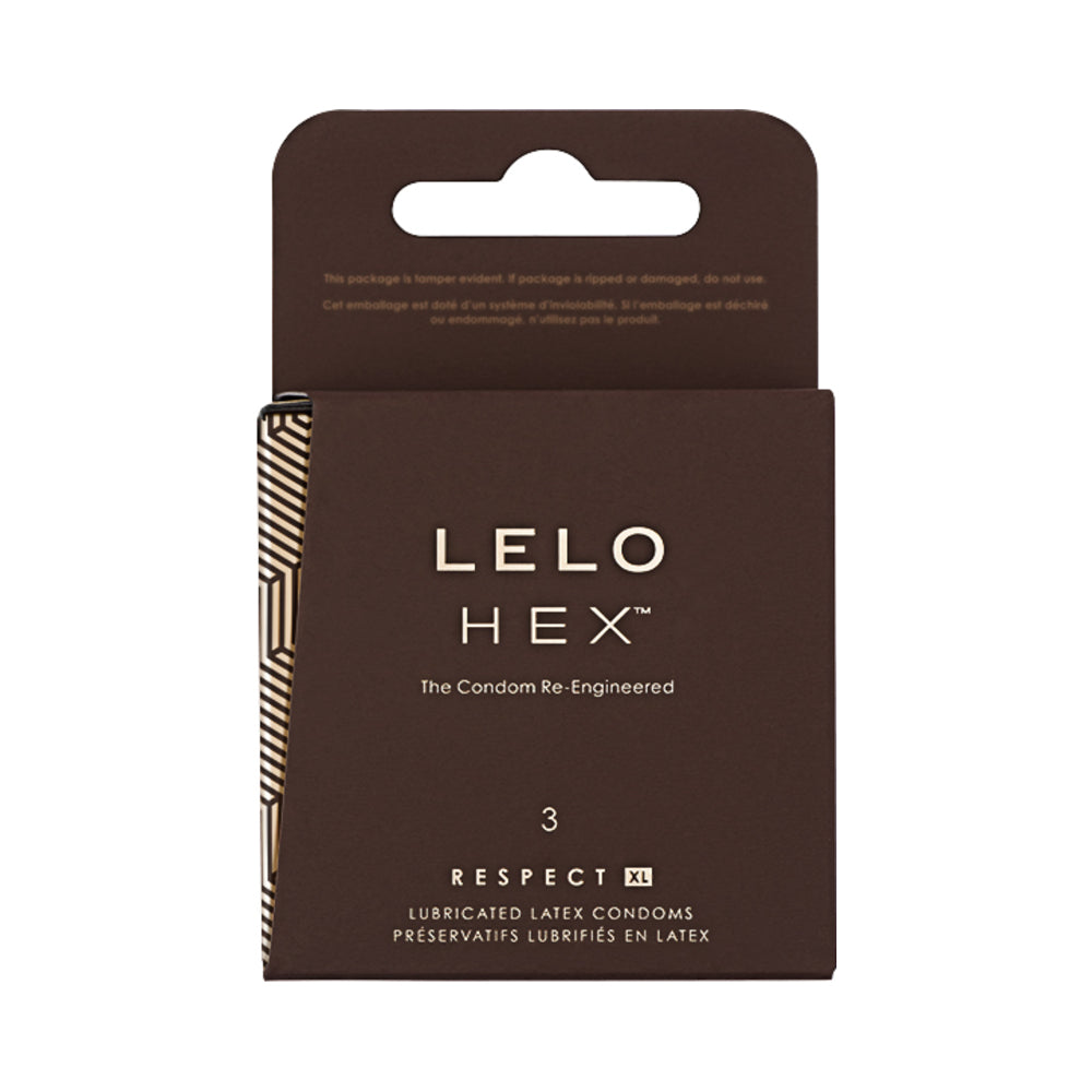 LELO HEX RESPECT XL LUBRICATED LATEX CONDOMS 3-PACK